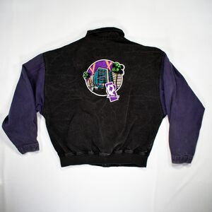 Vintage Two Tone Denim Bomber Embroidered Jacket Q The Sports Club - XL